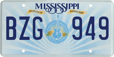 MS license plate BZG949