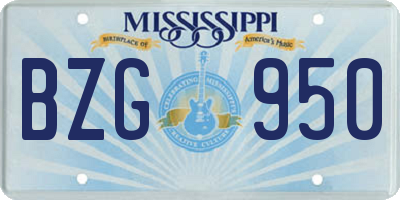 MS license plate BZG950