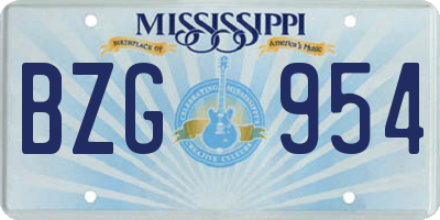 MS license plate BZG954