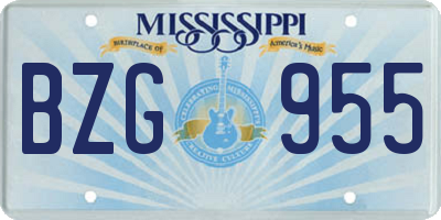 MS license plate BZG955