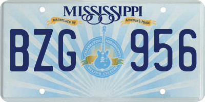 MS license plate BZG956