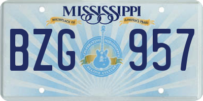MS license plate BZG957