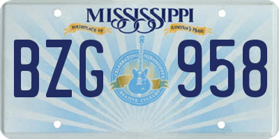 MS license plate BZG958