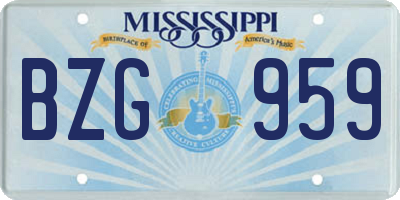 MS license plate BZG959