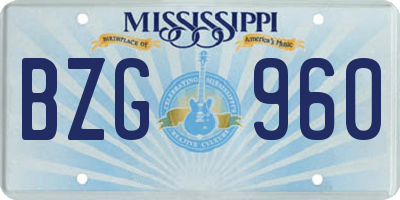 MS license plate BZG960