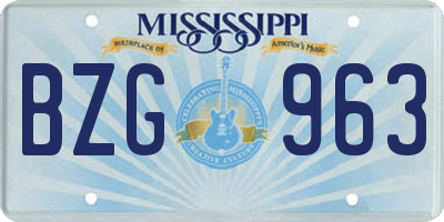 MS license plate BZG963