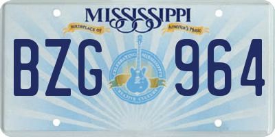 MS license plate BZG964