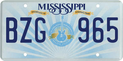 MS license plate BZG965