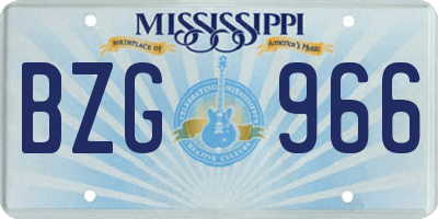 MS license plate BZG966