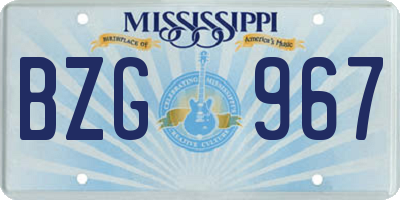 MS license plate BZG967