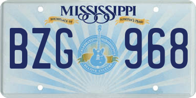 MS license plate BZG968