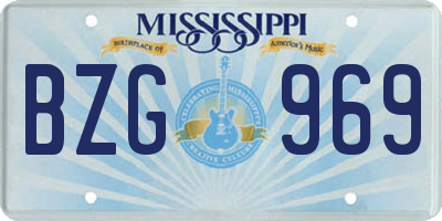 MS license plate BZG969