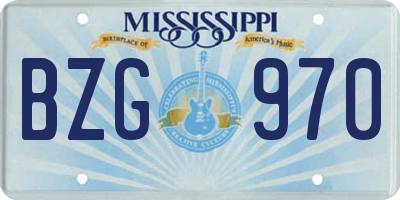 MS license plate BZG970