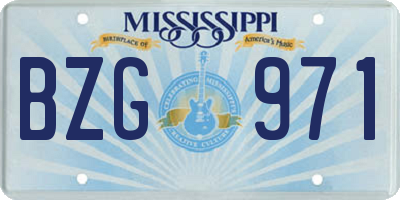 MS license plate BZG971