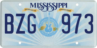 MS license plate BZG973