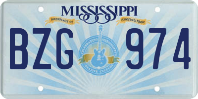 MS license plate BZG974