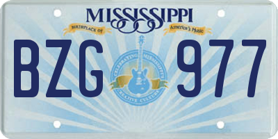 MS license plate BZG977