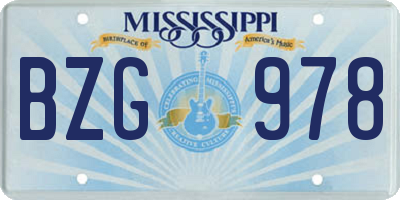MS license plate BZG978