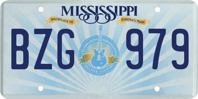 MS license plate BZG979