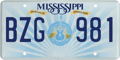 MS license plate BZG981