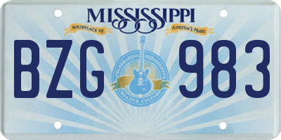 MS license plate BZG983