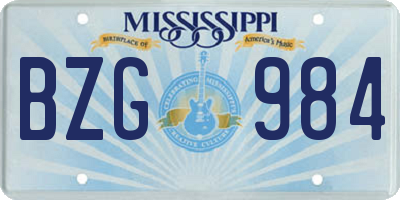 MS license plate BZG984