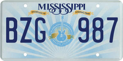 MS license plate BZG987