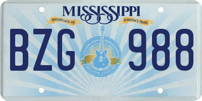 MS license plate BZG988