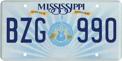 MS license plate BZG990