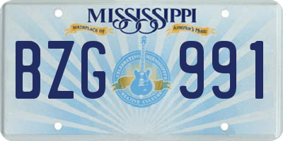 MS license plate BZG991