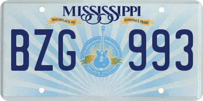 MS license plate BZG993