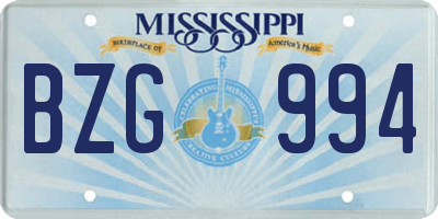 MS license plate BZG994