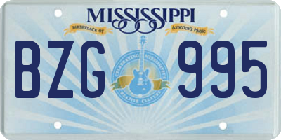 MS license plate BZG995