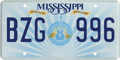 MS license plate BZG996