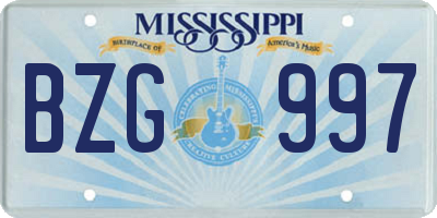MS license plate BZG997