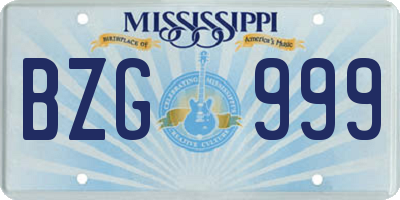 MS license plate BZG999