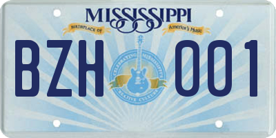 MS license plate BZH001