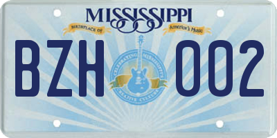 MS license plate BZH002