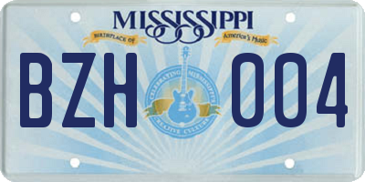 MS license plate BZH004