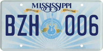 MS license plate BZH006