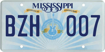 MS license plate BZH007