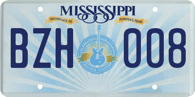 MS license plate BZH008