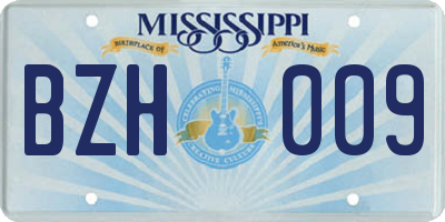 MS license plate BZH009