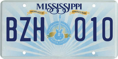 MS license plate BZH010