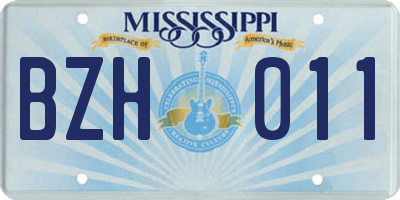 MS license plate BZH011