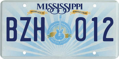MS license plate BZH012