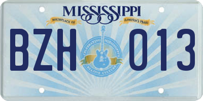 MS license plate BZH013