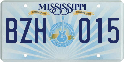 MS license plate BZH015