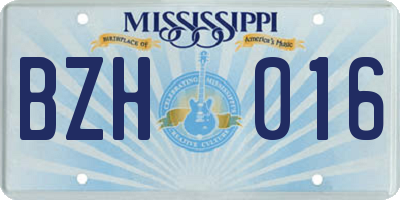 MS license plate BZH016
