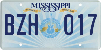 MS license plate BZH017